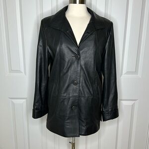 Hugo Boss Select Line Vintage Lambskin Leather Blazer Jacket Black Women’s Sz38